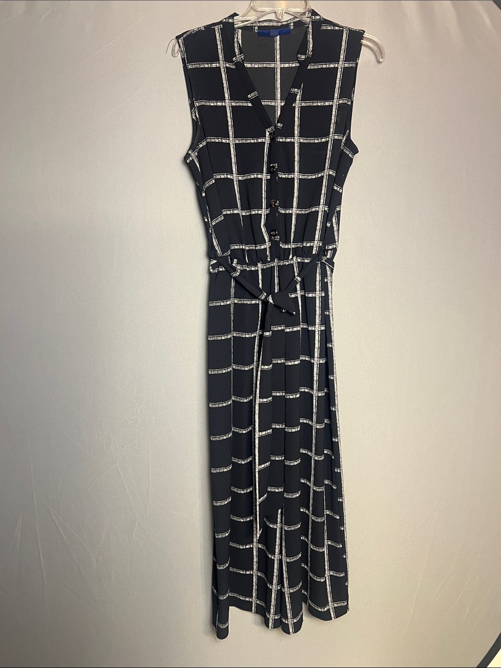 Apt. 9 Black and White Windowpane Sleeveless Jumpsuit